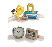 Genérico Corner Floating Shelf - 2 Pieces Cloud Storage Rack for Wall Mount | Decorative Bookshelf for Bathroom Bedroom Living Room Kitchen Office Nursery Laundry Display Organizer Modern Home