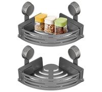 Genérico Corner Shower Shelves - Removable Storage for Kitchen | Waterproof Resin Organizer including High-Capacity Tray & Tool-Free Installation for Pantry, Mirror, Tile and Smooth Surfaces