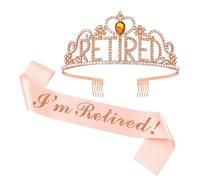 Genérico Corona jubilada, Banda de jubilación feliz, Conjunto de faja y tiara de jubilación, corona de tiara dorada, faja de jubilada para decoración