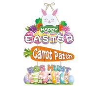 Genérico Corona para Puerta De Pascua - Guirnalda De Madera De Conejito De 30 Cm, Colgante De Conejo Hecho A Mano | Decoración Rústica De Primavera para Amigos, Reunión Familiar, Porche, Pared,