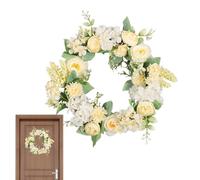 Genérico Coronas De Primavera para Puertas De - Guirnalda Floral LED Artificial De 40 Cm, Decoración Colorida De Camelia Y Peonía, De Puerta con Luz Blanca Cálida | Acento Festivo De Fiesta De B