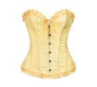 Generico Corpiño Top Body Mujeres Halloween Modelador Push Up Bustino Medieval Adelgazante Elegante Corpiño Top Satin Lace Up Stringivita Corsés Pirata Fiesta Carnaval Gótico Bustini, amarillo, XS