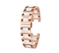 Genérico Correa cóncava convexa universal de acero inoxidable compatible con relojes Fiyta Rossini Folli Follie GC Gucci for mujer, cadena cerámica(B rose gold white,14x6mm width)