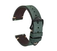 Genérico Correa de cuero Crazy Horse for reloj, 18 mm, 20 y 22, compatible con smartwatches, Huawei Samsung Galaxy Gear, color negro, verde marrón(Green-Black Buckle,18mm)