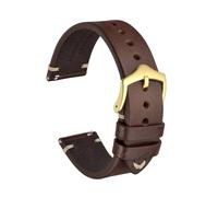 Genérico Correa de cuero Crazy Horse for reloj, 18 mm, 20 y 22, compatible con smartwatches, Huawei Samsung Galaxy Gear, color negro, verde marrón(Coffee Brown-Gold,20mm)