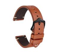 Genérico Correa de cuero Crazy Horse for reloj, 18 mm, 20 y 22, compatible con smartwatches, Huawei Samsung Galaxy Gear, color negro, verde marrón(Toffee Brown-Black,18mm)