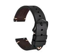Genérico Correa de cuero Crazy Horse for reloj, 18 mm, 20 y 22, compatible con smartwatches, Huawei Samsung Galaxy Gear, color negro, verde marrón(Black-Black Buckle,18mm)