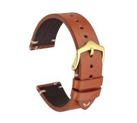 Genérico Correa de cuero Crazy Horse for reloj, 18 mm, 20 y 22, compatible con smartwatches, Huawei Samsung Galaxy Gear, color negro, verde marrón(Toffee Brown-Gold,22mm)
