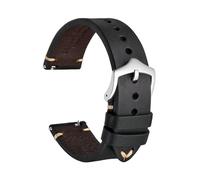 Genérico Correa de cuero Crazy Horse for reloj, 18 mm, 20 y 22, compatible con smartwatches, Huawei Samsung Galaxy Gear, color negro, verde marrón(Black-Silver Buckle,20mm)