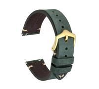 Genérico Correa de cuero Crazy Horse for reloj, 18 mm, 20 y 22, compatible con smartwatches, Huawei Samsung Galaxy Gear, color negro, verde marrón(Green-Gold Buckle,18mm)