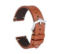 Genérico Correa de cuero Crazy Horse for reloj, 18 mm, 20 y 22, compatible con smartwatches, Huawei Samsung Galaxy Gear, color negro, verde marrón(Toffee Brown-Silver,18mm)