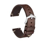 Genérico Correa de cuero Crazy Horse for reloj, 18 mm, 20 y 22, compatible con smartwatches, Huawei Samsung Galaxy Gear, color negro, verde marrón(Coffee Brown-Silver,18mm)