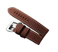 Genérico Correa de cuero genuino hecha a mano, 20 mm, 22 mm, 24 mm, compatible con pulsera de cuero genuino Pei PAM111 441, estilo vintage, for hombre.(Silver buckle,20mm)