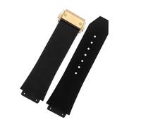 Genérico Correa de reloj compatible con BIG BANG silicona 24 x 17 mm y 26 19 for hombre, pulsera goma(Black-gold-B,25mm-19mm)