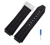 Genérico Correa de reloj compatible con BIG BANG silicona 24 x 17 mm y 26 19 for hombre, pulsera goma(Black-No-B,25mm-19mm)