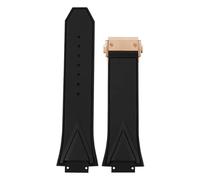 Genérico Correa de reloj compatible con la serie Big Bang Sang Bleu silicona for hombre, correa cadena goma, pulsera 29 mm x 17(Black-rosegold)
