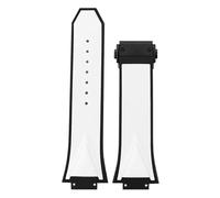 Genérico Correa de reloj compatible con la serie Big Bang Sang Bleu silicona for hombre, correa cadena goma, pulsera 29 mm x 17(White-black)