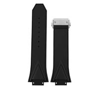 Genérico Correa de reloj compatible con la serie Big Bang Sang Bleu silicona for hombre, correa cadena goma, pulsera 29 mm x 17(Black-silver)