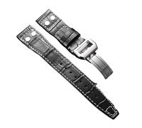 Genérico Correa de reloj cuero compatible con IWC Pilot Business, correa piel vaca hebilla plegable, for hombre y mujer(Black,20mm)