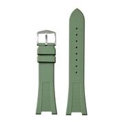 Genérico Correa de reloj goma fluorada 25x12mm Compatible con Philippe Nautilus Citizen AW0130-85X/A/Z Patek, accesorios pulsera(Amry green)