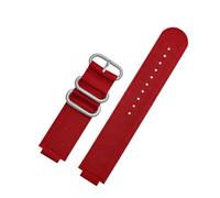 Genérico Correa de reloj nailon con anillo metal convexo 24 * 16 mm compatible TIMEX Tidal T2N721 T2N720 TW2T76500 TW2T76300 lona deportiva transpirable(Red Silver)