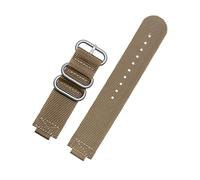 Genérico Correa de reloj nailon con anillo metal convexo 24 * 16 mm compatible TIMEX Tidal T2N721 T2N720 TW2T76500 TW2T76300 lona deportiva transpirable(Khaki Silver)