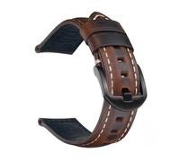 Genérico Correa de reloj piel vaca encerada al aceite, hecha a mano, liberación rápida, 18, 20, 22, 24 y 26 mm(Dark Brown,24mm)