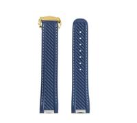 Genérico Correa de reloj silicona caucho 20 mm compatible con Omega Seamaster 300 AT150 Compatible Rolex Black Green Water Ghost Hebilla plegable(Blue gold)