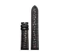 Genérico Correa de reloj unisex piel cocodrilo compatible con Tissot Longines Omega pulsera sin hebilla 16 mm 18 20 22 negra marrón azul(Black white NO bk B,20mm)