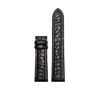 Genérico Correa de reloj unisex piel cocodrilo compatible con Tissot Longines Omega pulsera sin hebilla 16 mm 18 20 22 negra marrón azul(Black white NO bk A,20mm)