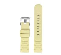Genérico Correa de silicona 24 mm for reloj, resistente al agua y sudor, con hebilla acero inoxidable, compatible Luminox XS3749(Beige-Silver buckle)
