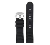 Genérico Correa de silicona 24 mm for reloj, resistente al agua y sudor, con hebilla acero inoxidable, compatible Luminox XS3749(Black-Silver buckle)