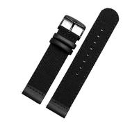 Genérico Correa deportiva de nailon verde militar cuero genuino 20 mm, correa lona liberación rápida for hombre, pulsera reloj Compatible con TIMEX TW4B14200|14100|14000(Black black buckle)