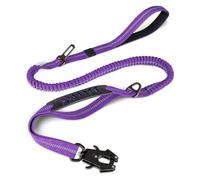 Genérico Correa táctica for Perro Resistente, Cuerda elástica amortiguadora de 4-6 pies, mosquetón de Metal, cinturón de Seguridad for Coche, Stron(Purple)