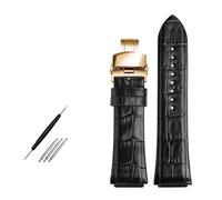Genérico Correas de reloj compatibles con Guess Top Layer piel vaca W0040G3 W0040G5 W0247G3, cadena cuero 22 mm(Black-gold-a)