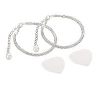 Genérico Correas Intercambiables para Tacones Tiras Antideslizantes de Perlas y Cordones Extraíbles en Plata, 29.50X1.00X1.00Cm, Ideales para Eventos Formales