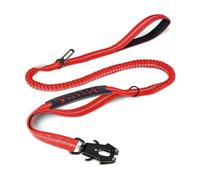 Genérico Correas Reflectantes for Mascotas Que absorben los Golpes con cinturón de Seguridad for Perros Grandes, Correa elástica táctica Resistente, Correa for Perros sin tirones(Red)