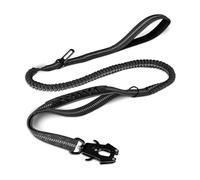 Genérico Correas Reflectantes for Mascotas Que absorben los Golpes con cinturón de Seguridad for Perros Grandes, Correa elástica táctica Resistente, Correa for Perros sin tirones(Black)