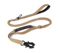 Genérico Correas Reflectantes for Mascotas Que absorben los Golpes con cinturón de Seguridad for Perros Grandes, Correa elástica táctica Resistente, Correa for Perros sin tirones(Khaki)