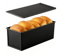 Genérico Corrugated Carbon Steel, Bread Pan with Lid, 1.0lb Loaf Volume with Vent Hole, Non-Stick Bakeware, Sandwich Toast Box Smooth Rim, Loaf Baking Pan for Home Kitchen