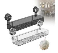 Genérico Corrugated Suction Cup Storage Holder, Light Luxury Style Glacier Pattern Suction Cup Shelf, No Drilling Bathroom Wall Shelf, Wall-Mounted Clear Storage Rack (White+Black)