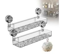 Genérico Corrugated Suction Cup Storage Holder, Light Luxury Style Glacier Pattern Suction Cup Shelf, No Drilling Bathroom Wall Shelf, Wall-Mounted Clear Storage Rack (2PCS White)