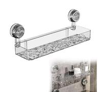 Genérico Corrugated Suction Cup Storage Holder, Suction Cup Shower Shelf, Wall Mounted No-Drill Organizer Shelf with Strong Hold for Shower, Vanity, Kitchen (A-Transparent)