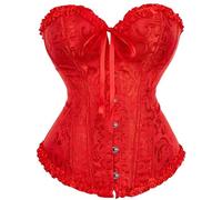 Generico Corsé de mujer negro Overbust elegante vintage cinturón corsé medieval Push Up Halloween bustier elástico ceñidor bustiers satén con cordones banda carnaval corsés pirata, S