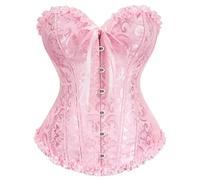 Generico Corsé de mujer negro Overbust elegante vintage cinturón corset medieval Push Up Halloween busto elástico Stringivita bustini Satin Lace Up banda carnaval corsés pirata, XS