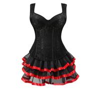 Genérico Corset Medieval Mujer Negro Corsé Corpiño de de Encaje Frente Abierto Bustiers con Tirantes Corset Top Waist Trainer Atractivo Adelgazar para Fiesta Navidad y Halloween Carnaval