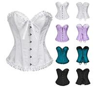 Genérico Corset Mujer Negro Disfraz Mujer Corse Medieval Halloween Top Bustier con Cordones Corpiño Palabra de Honor Corsé Gótico Palacio Cordet Overbust Cintura para Carnava Cosplay Fiesta Outfit