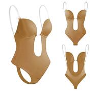 Genérico Corset Mujer Reductor Body Espalda Descubierta Fajas para Mujer Tallas Grandes sin Espalda Sujetador Incorporado Body Shaper Sin Costuras con Productos Colombianos Ropa (Coffee, 36/L)
