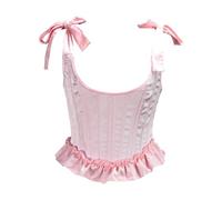 Genérico Corset Mujer Sexy,Corsé Para Mujer: Faja Reductora De Cintura Con DiseñO De Espiga Tirantes Con Lazo Y Bajo Con Volantes Abito Da Festa Corsetto Halloween Carnaval Cosplay