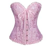 Genérico Corset Mujer Vintage Gótico Top Bustier con Cordones y Plástico Huesos Bordado Patrón Top Palabra para Mujer Moda Impresión Corpiños para Halloween Carnava